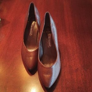 Snake print brown heels